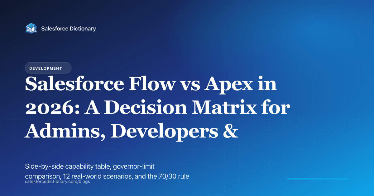 Salesforce Flow vs Apex 2026: a decision matrix